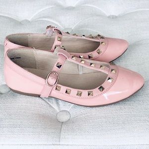 Girls Pink Rockstud Flat Dress Shoe